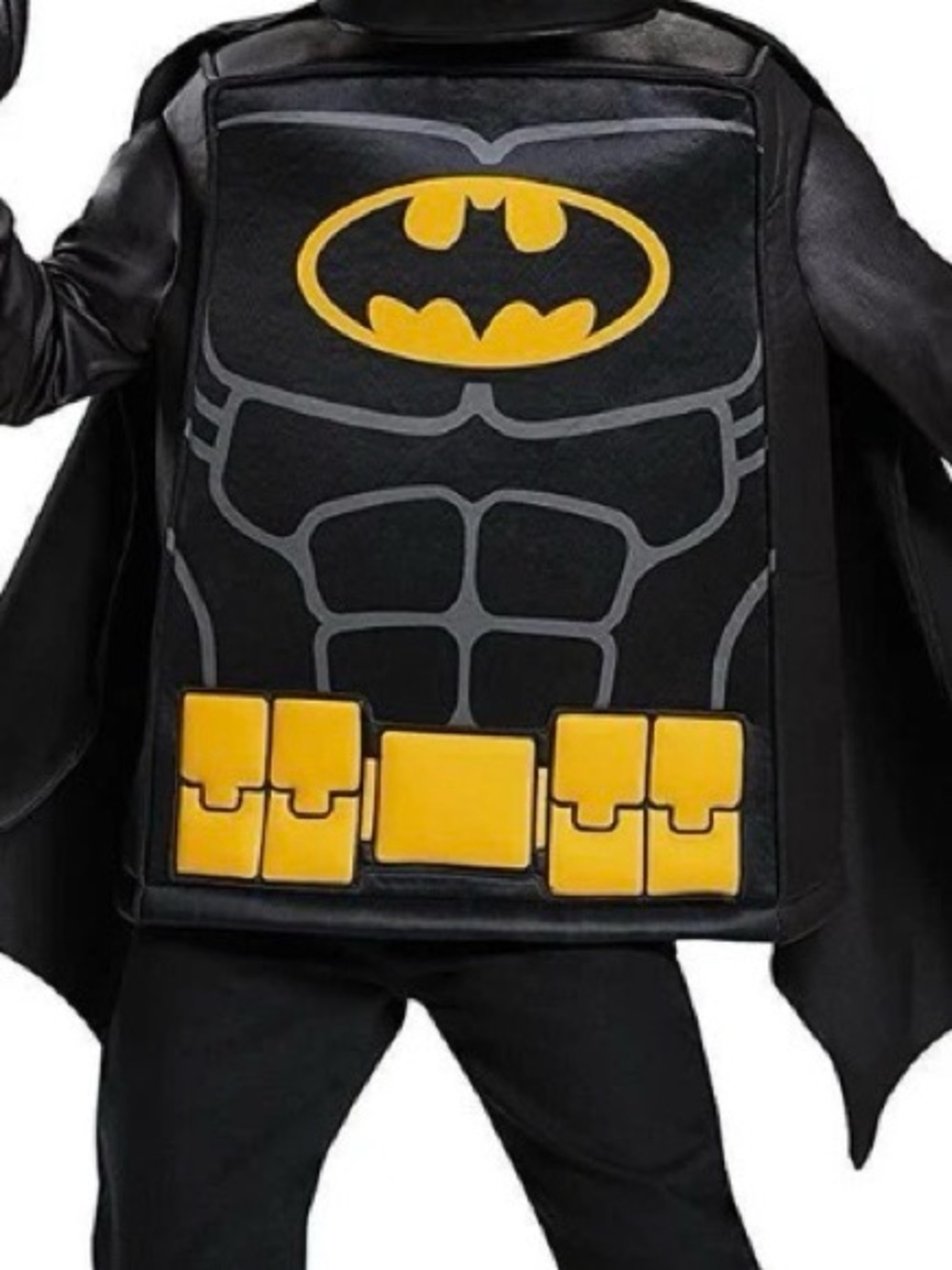 Lego Black and Yellow Batman Muscle Chest Costume Top & cape kids 7-8